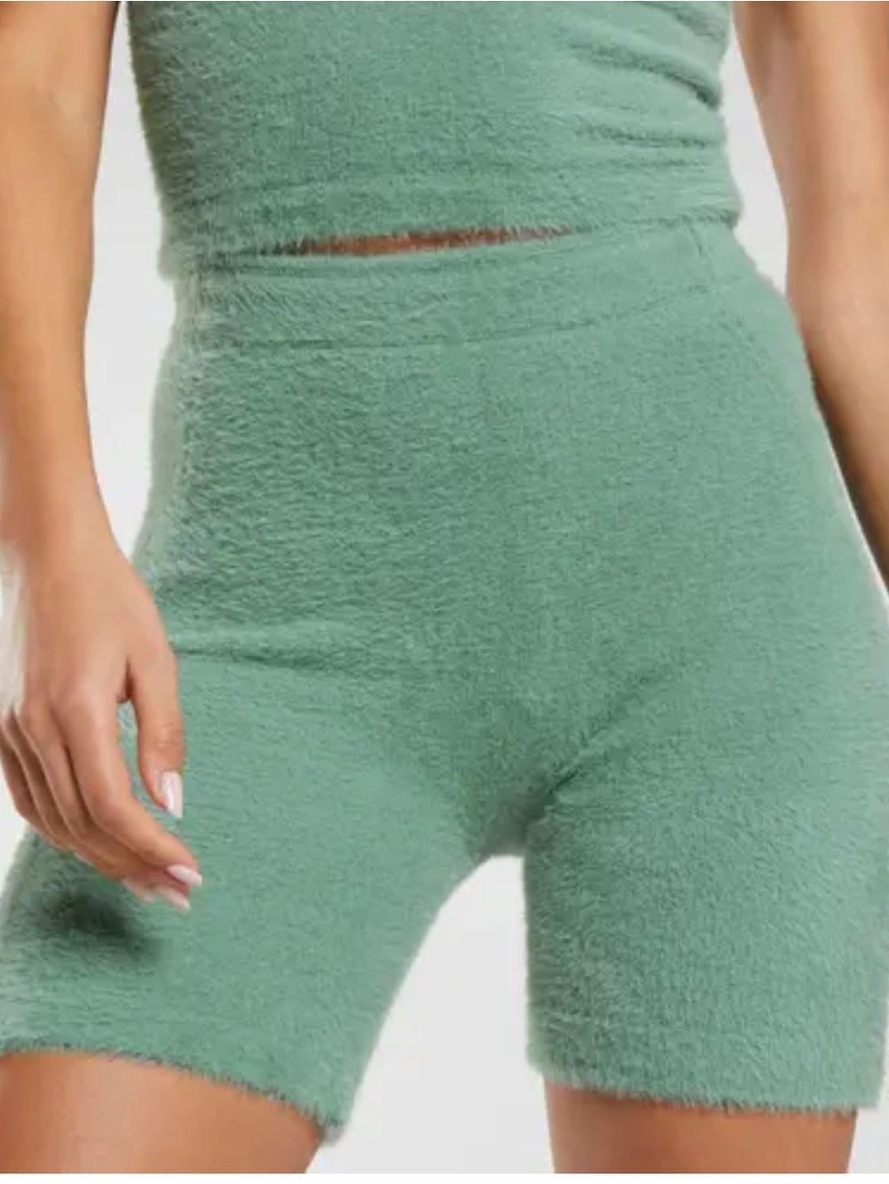 Gymshark x Whitney Eyelash knit shorts Sage green